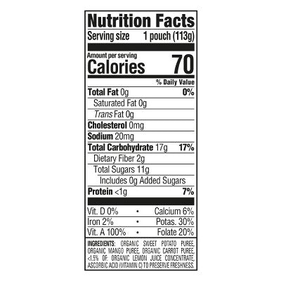 Happy Baby Organic Sweet Potatoes, Mangos & Carrots Baby Food Pouch - 4oz