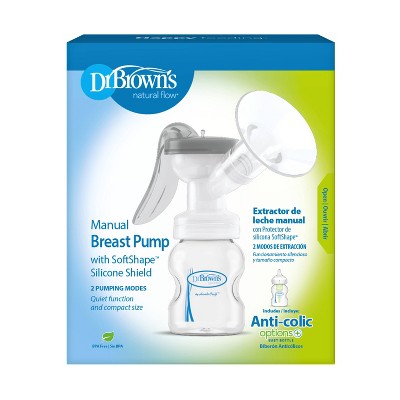 Dr. Brown's Manual Breast Pump with Soft Shape Silicone Shield & Anti-Colic Options+ Baby Bottle - 4ct - 5oz