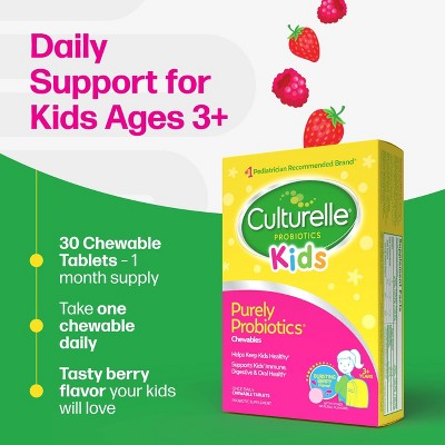 Culturelle Kids Daily Probiotic Chewable Tablets for Immune Support, Digestive and Oral Health - Berry - 30ct