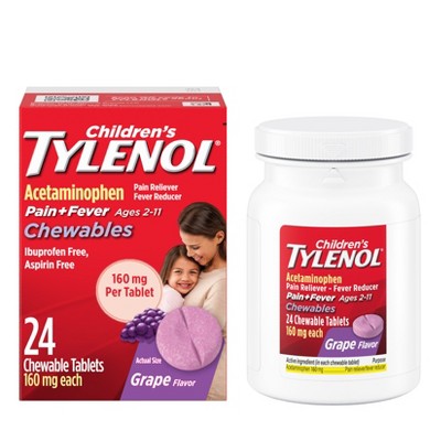 Children's Tylenol Pain + Fever Relief Chewables - Acetaminophen - Grape - 24ct