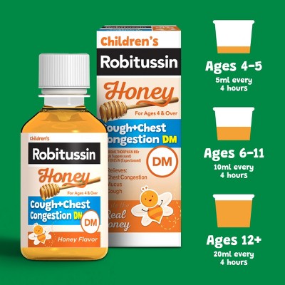 Children's Robitussin Cough & Chest Congestion DM Relief Liquid - Dextromethorphan - Honey - 4 fl oz