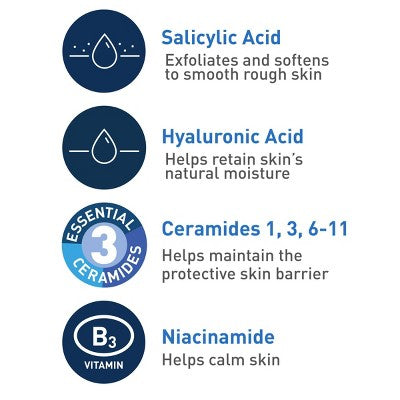 CeraVe SA Face Wash Salicylic Acid Cleanser with Hyaluronic Acid and Niacinamide