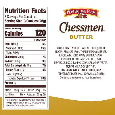 Pepperidge Farm Chessmen Butter Cookies - 7.25oz (Packaging May Vary: No Artificial Colors, No High Fructose Corn Syrup
