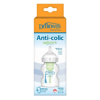 Dr. Brown's Plastic BPA-Free Anti-Colic Options+ Wide-Neck Baby Bottle with Level 1 Slow Flow Nipple - 0m+