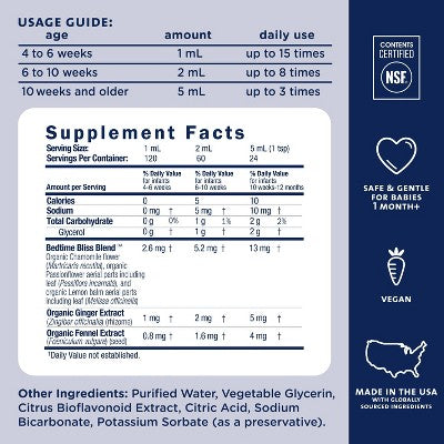 Mommy's Bliss Gripe Water Night Time for Colic, Gas or Stomach Discomfort - 4 fl oz