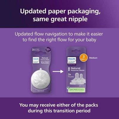 Philips Avent Natural Response Nipples - Medium Flow - Flow 3 - 2pk