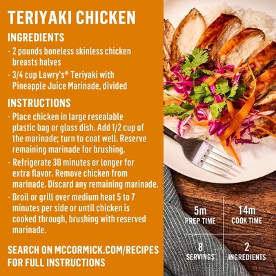 Lawry's Teriyaki With Pineapple Juice Marinade - 12 fl oz
