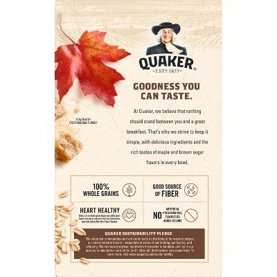 Quaker Instant Oatmeal Maple Brown Sugar 8ct: 100 Percent Whole Grain, No Artificial Sweeteners