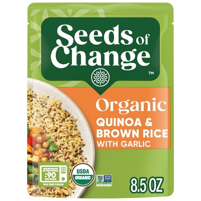 Seeds of Change Organic Quinoa and Brown Rice Mix Microwavable Pouch - 8.5oz: No Artificial Flavors, Garlic