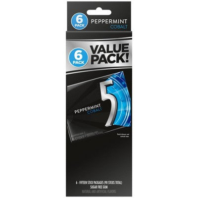 5 Gum Sugar-Free Peppermint Cobalt Chewing Gum - 15ct/6pk