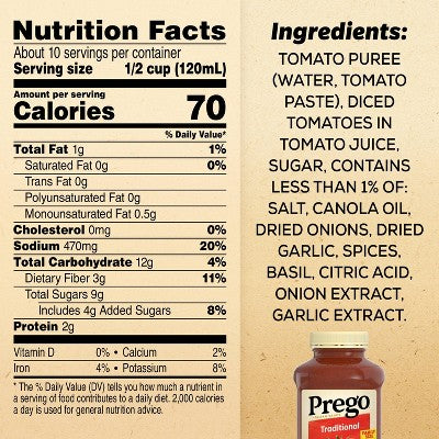 Prego Pasta Sauce Traditional Italian Tomato Sauce - 45oz