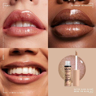NYX Professional Makeup Butter Gloss Bling Non Sticky Lip Gloss - 0.27 fl oz