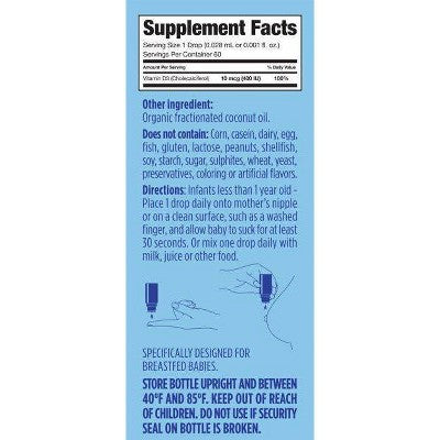 Ddrops Baby Vitamin D 400 IU Organic Liquid Drops - 0.06 fl oz