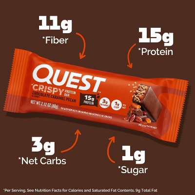 Quest Nutrition Crispy Hero Chocolate Caramel Pecan Whey Protein Bars - 18g Protein - 4ct