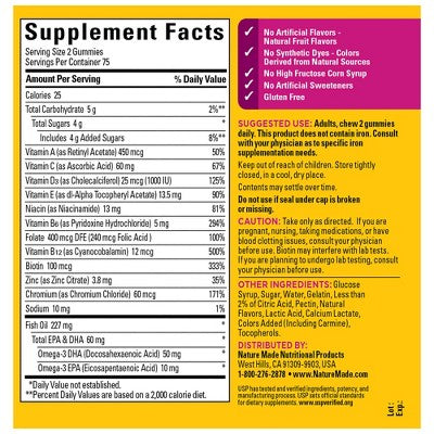 Nature Made Multi for Her + Omega-3 Gummies - Lemon, Orange & Strawberry
