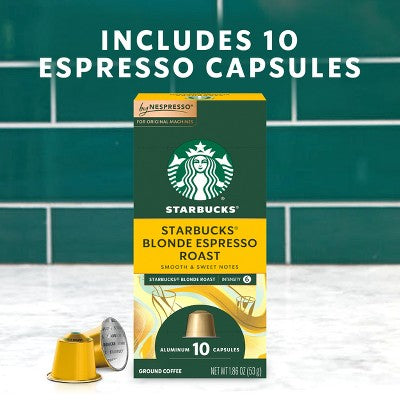 Starbucks by Nespresso Original Line Pods Light Roast Coffee Blonde Espresso Roast - 10ct: Arabica Beans