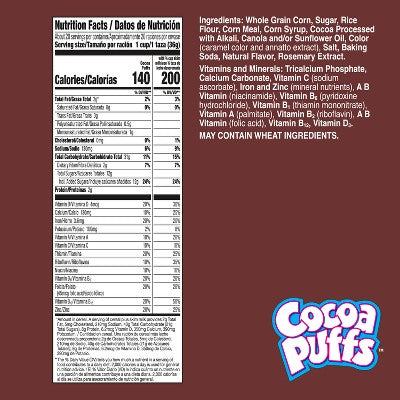 Cocoa Puffs Giant Size Cereal - 25.8oz: No Artificial Flavors, Whole Grain