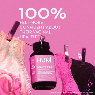 HUM Nutrition Private Party Probiotics Vegan Capsules for Vaginal & Urinary Tract Health - 30ct