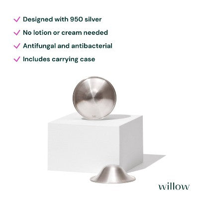 WILLOW Silver Nursing Nipple Shield Cups - 2pk