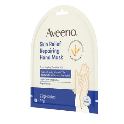 Aveeno Repairing CICA Hand Mask with Prebiotic Oat & Shea Butter for Extra Dry Skin, Fragrance-Free