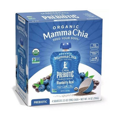 Mamma Chia Blueberry Acai Squeeze Vitality Snack Pouches - 14oz/4pk