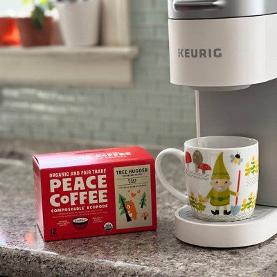 Peace Coffee Tree Hugger Dark Roast Coffee Pods - 12ct: Compatible With Keurig, Arabica Beans, Nut Flavors