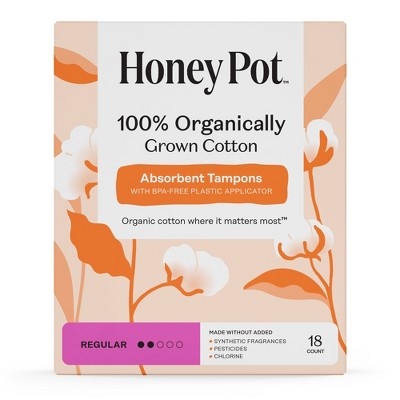 Honey Pot 100% Organically Grown Cotton Tampons - Regular absorbency - 18 ct