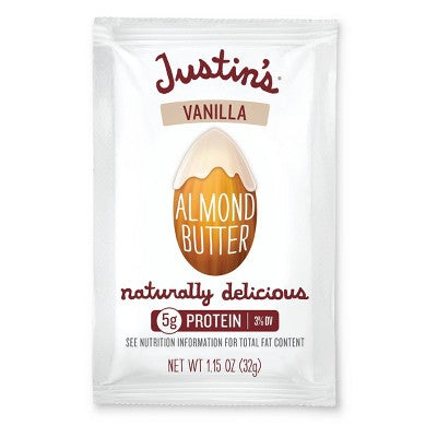 Justin's Vanilla Almond Butter - 1.15oz: Certified Gluten-Free, Creamy