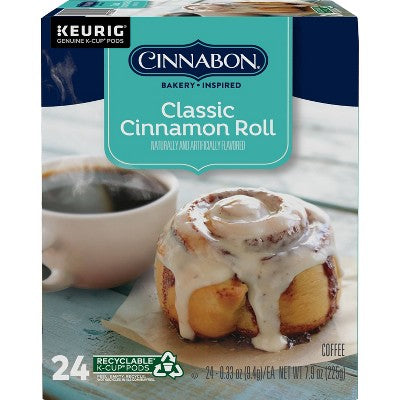 Cinnabon Classic Cinnamon Roll Flavored Light Roast Keurig K-Cup Coffee Pods - 24ct