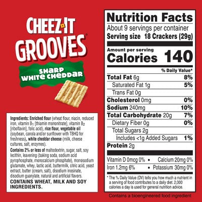 Cheez-It Grooves Sharp White Cheddar Crackers - 9oz