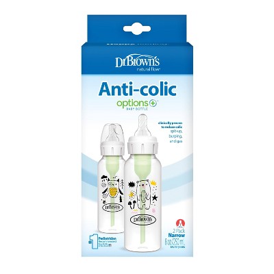 Dr. Brown's Anti-Colic Options+ Narrow-Neck Baby Bottle - 8 fl oz/2pk