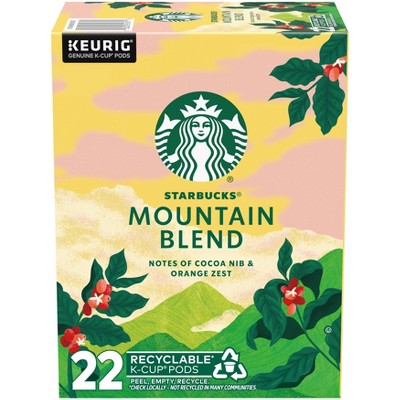 Starbucks Mountain Blend Medium Roast Keurig K-Cup Coffee Pods - 22ct: Arabica Beans, Orange, Cocoa