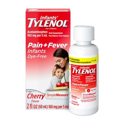 Infants' Tylenol Pain & Fever Reducer Liquid - Acetaminophen - Dye-Free Cherry - 2 fl oz