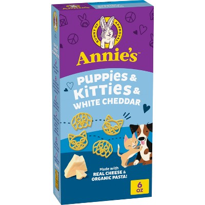 Annie's Puppies & Kitties & White Cheddar Mac and Cheese - 6oz: No Artificial Flavors, Whole Grain, Made With Organic Cotton