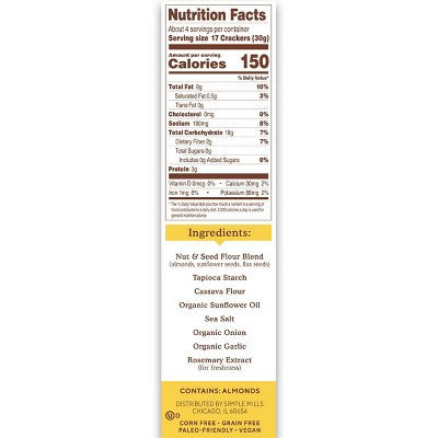 Simple Mills Sea Salt - 4.25oz: No Artificial Fillers, No Artificial Sweeteners, No Artificial Flavors