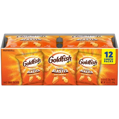 Goldfish Flavor Blasted Crackers Xtra Cheddar Snack Packs - 10.8oz/12ct: No Artificial Preservatives, No Artificial Flavors