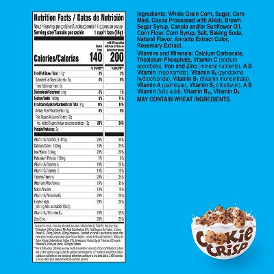 Cookie Crisp Cereal Size - 18.3oz - General Mills: No Artificial Flavors, Whole Grain