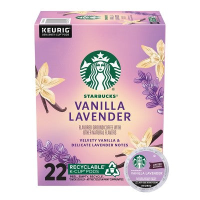 Starbucks Lavender Vanilla Flavor Light Roast Keurig K-Cup Coffee Pods - 22ct