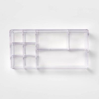 Bathroom Plastic 9 Slot Mixed Cosmetic Vanity Organizer Clear - Brightroom™