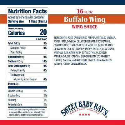 Sweet Baby Ray's Buffalo Wing Sauce - 16 fl oz: Gluten-Free, Medium Spice Level