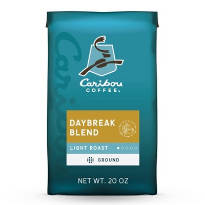 Caribou Coffee Daybreak Light Roast Ground Coffee - 20oz: Arabica Beans, Cherry, Caramel