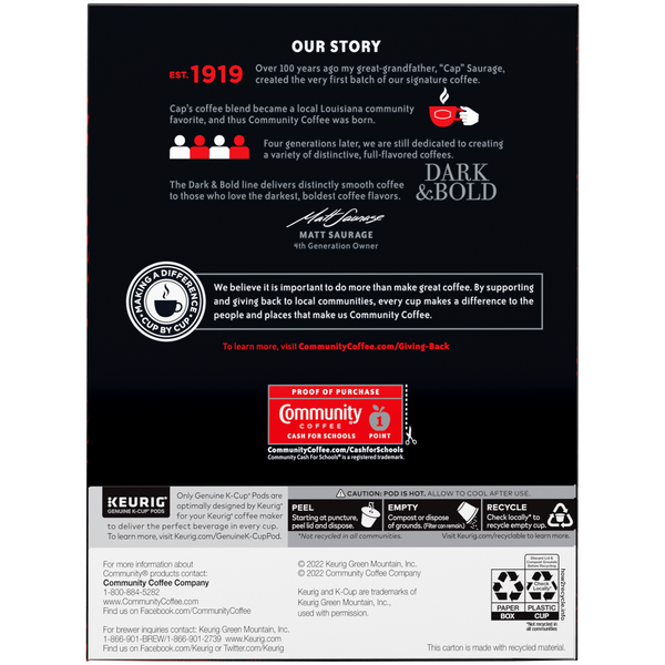Community Coffee Dark & Bold SS Pods Dark Roast - 24ct