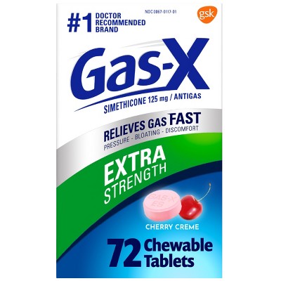 Gas-X Extra Strength Anti-gas Cherry Creme Chewable Tablets to Relieve Excess Gas - 72ct