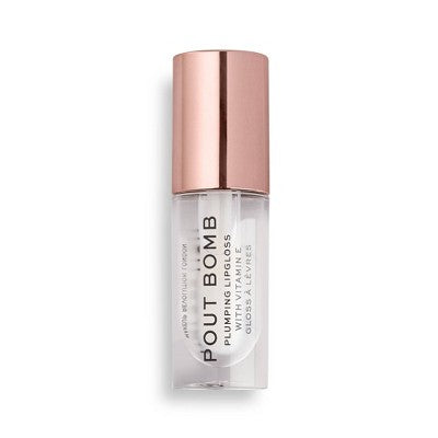 Makeup Revolution Pout Bomb Plumping Gloss - Clear - 0.15 fl oz: Moisturizing, Shine Enhancing, Liquid, Single Container