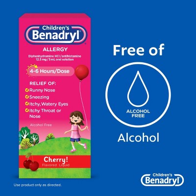 Children's Benadryl Diphenhydramine Allergy Relief Liquid - Cherry Flavor - 8 fl oz