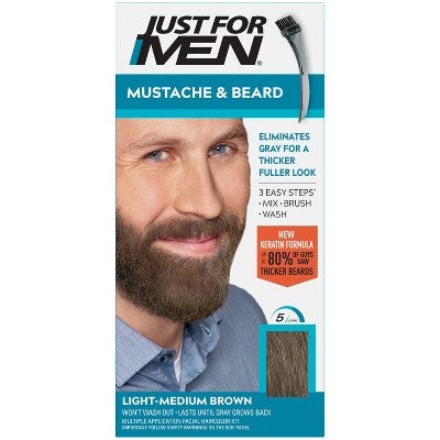 Just For Men Mustache & Beard Beard Coloring for Gray Hair with Brush Included