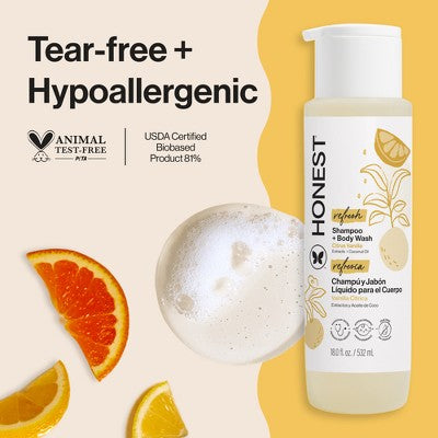 The Honest Company Refresh Shampoo + Body Wash - Citrus Vanilla - 18 fl oz
