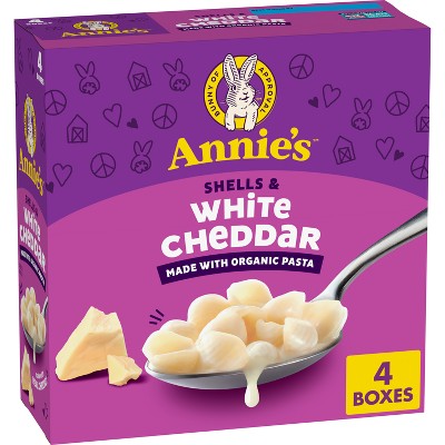 Annie's Organic Shells & White Cheddar Mac and Cheese - 24oz/4pk: No Artificial Flavors, No High Fructose Corn Syrup, No Added Sugar