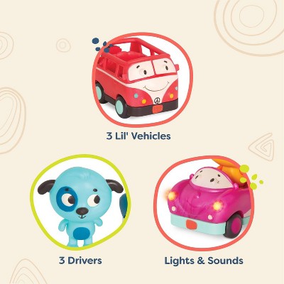 B. toys Light Up Cars 3 pack - Lolo, Woofer, Jax