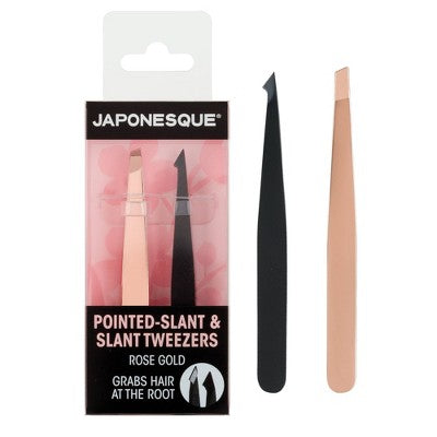 JAPONESQUE Pointed-Slant & Slant Tweezers - Rose Gold